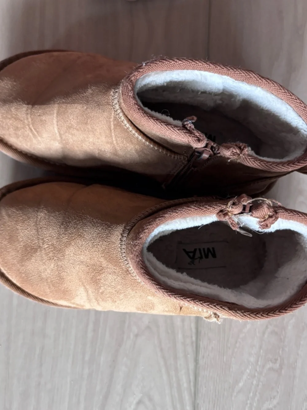 MIA Kids Tan Suede Slip-On Ankle Boots